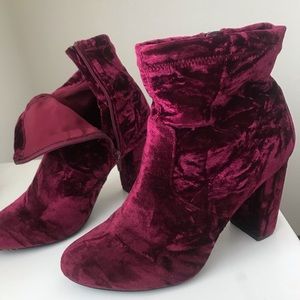 Red/burgundy Suede booties - 4 inch heel